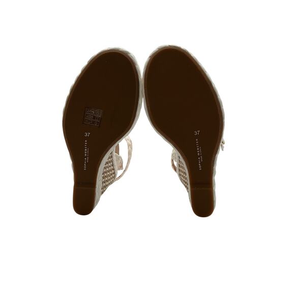 Sophia Webster 'Miranda' White Textile 140mm Wedge Sandals Size 7 - Picture 6 of 6
